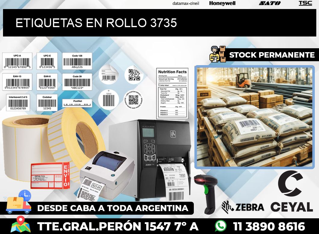 ETIQUETAS EN ROLLO 3735