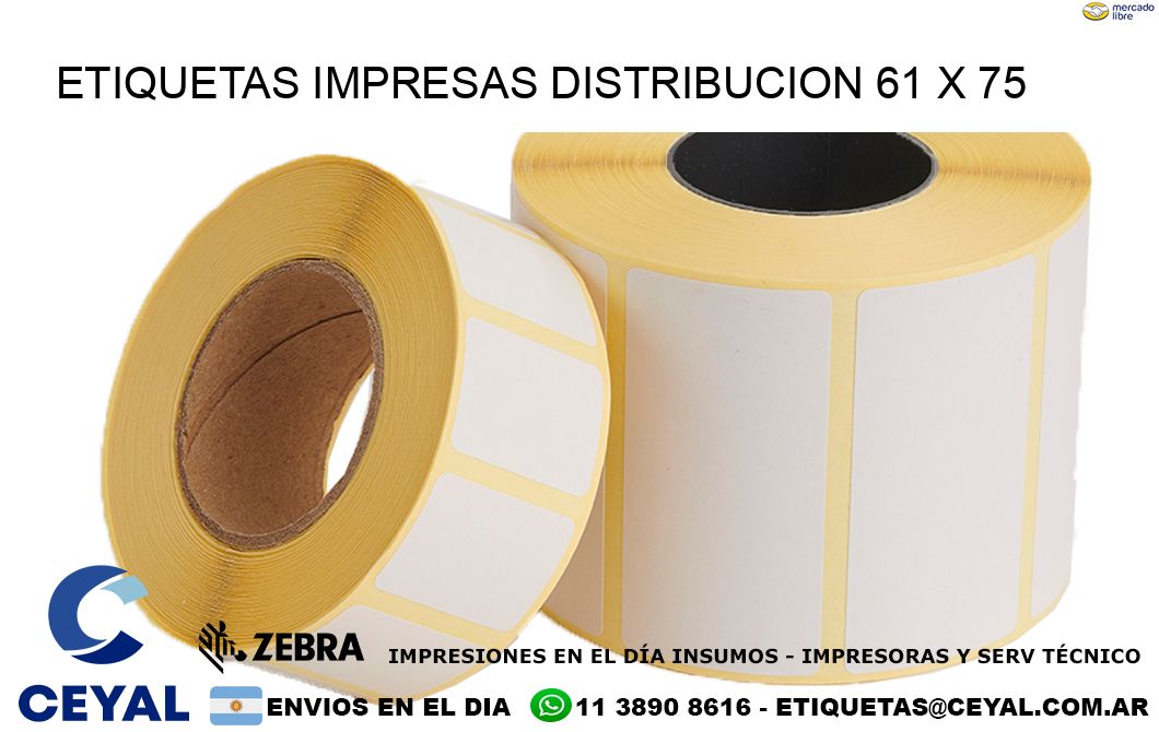 ETIQUETAS IMPRESAS DISTRIBUCION 61 x 75