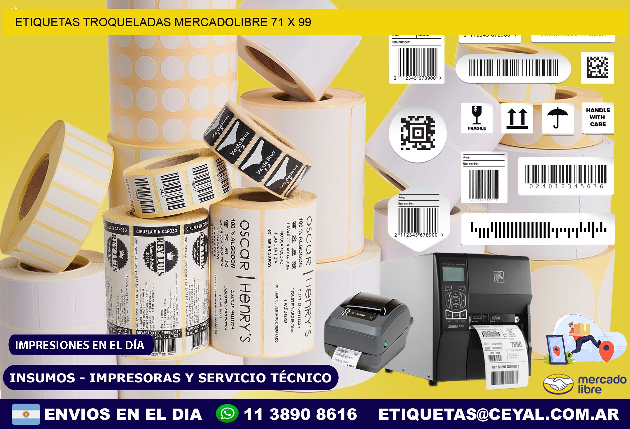 ETIQUETAS TROQUELADAS MERCADOLIBRE 71 x 99