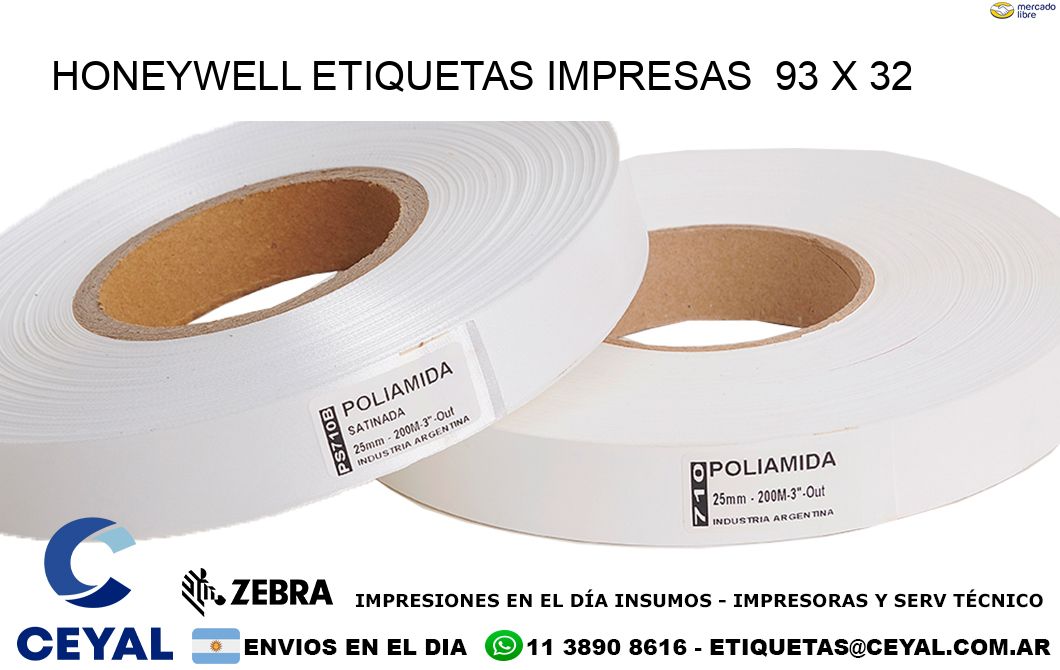 HONEYWELL ETIQUETAS IMPRESAS  93 x 32