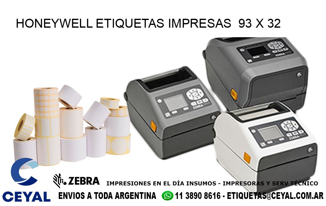 HONEYWELL ETIQUETAS IMPRESAS  93 x 32