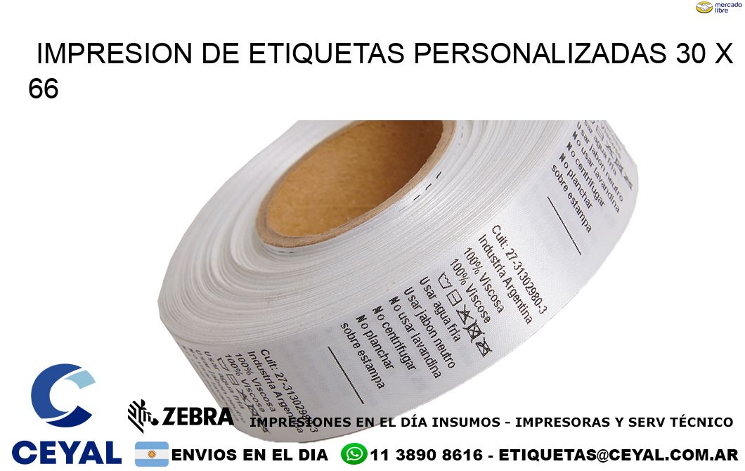 IMPRESION DE ETIQUETAS PERSONALIZADAS 30 x 66