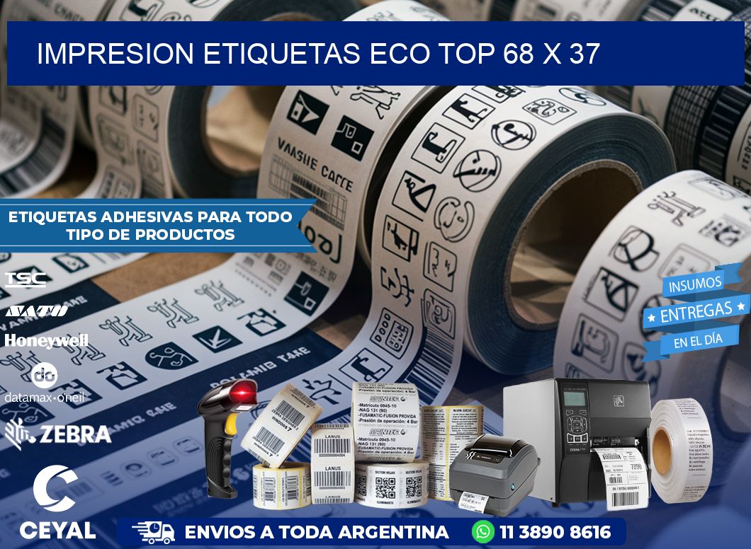 IMPRESION ETIQUETAS ECO TOP 68 x 37