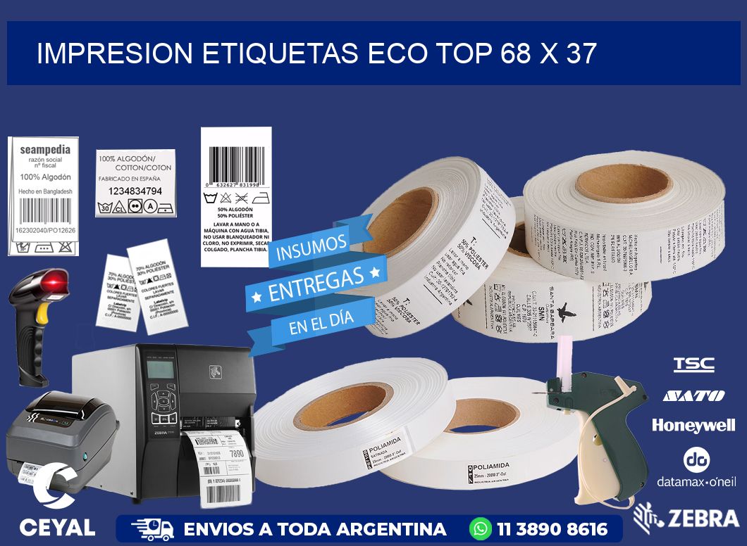 IMPRESION ETIQUETAS ECO TOP 68 x 37