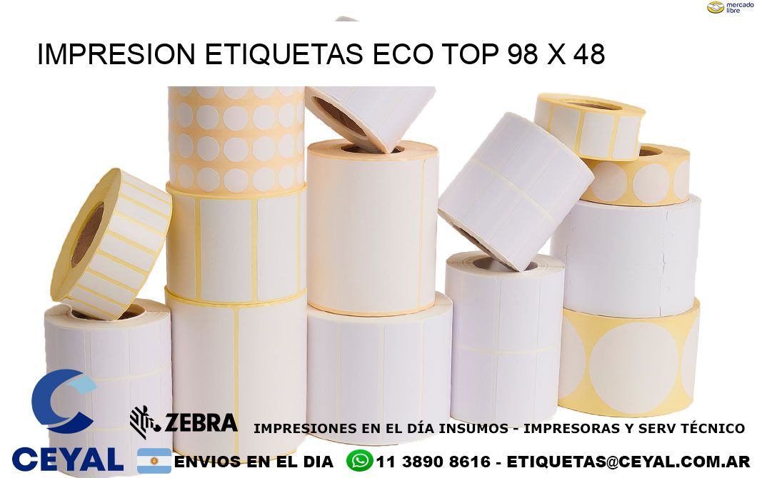 IMPRESION ETIQUETAS ECO TOP 98 x 48