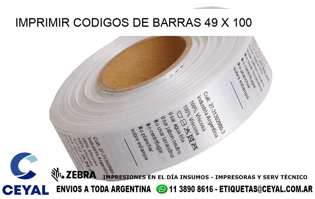 IMPRIMIR CODIGOS DE BARRAS 49 x 100