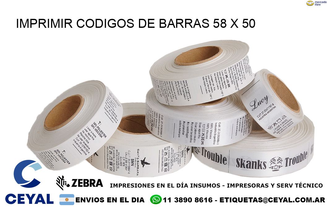 IMPRIMIR CODIGOS DE BARRAS 58 x 50