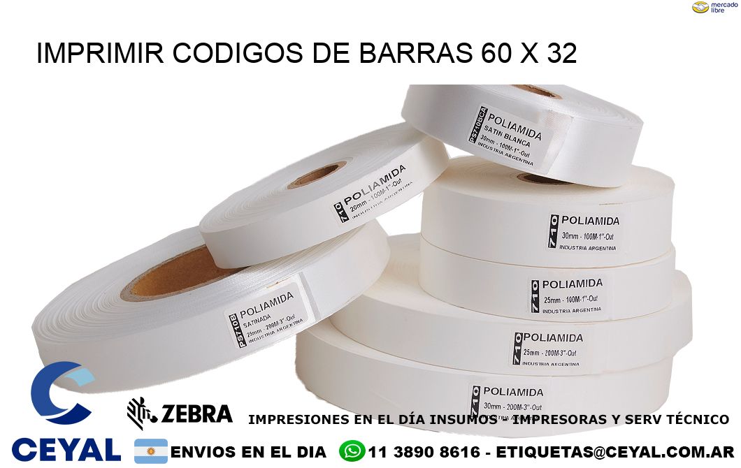 IMPRIMIR CODIGOS DE BARRAS 60 x 32