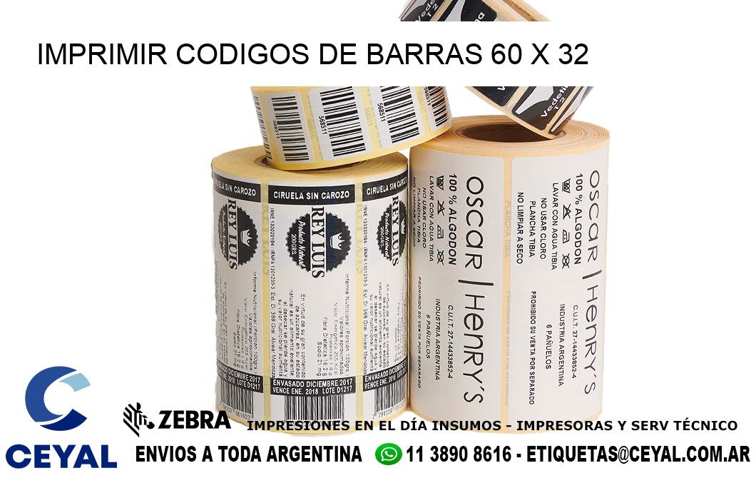 IMPRIMIR CODIGOS DE BARRAS 60 x 32