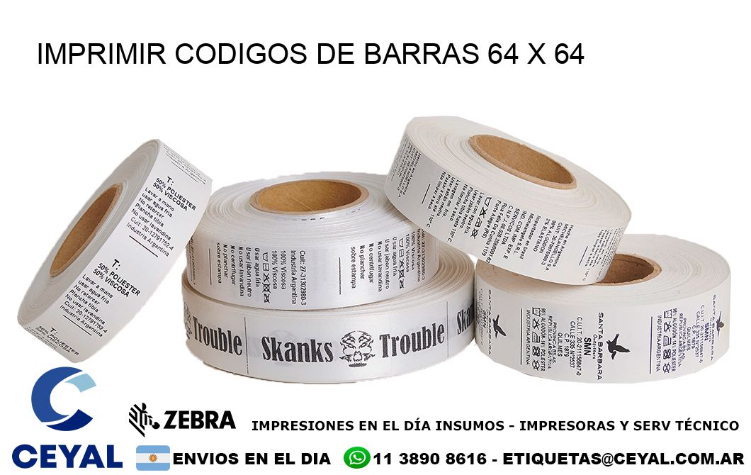 IMPRIMIR CODIGOS DE BARRAS 64 x 64