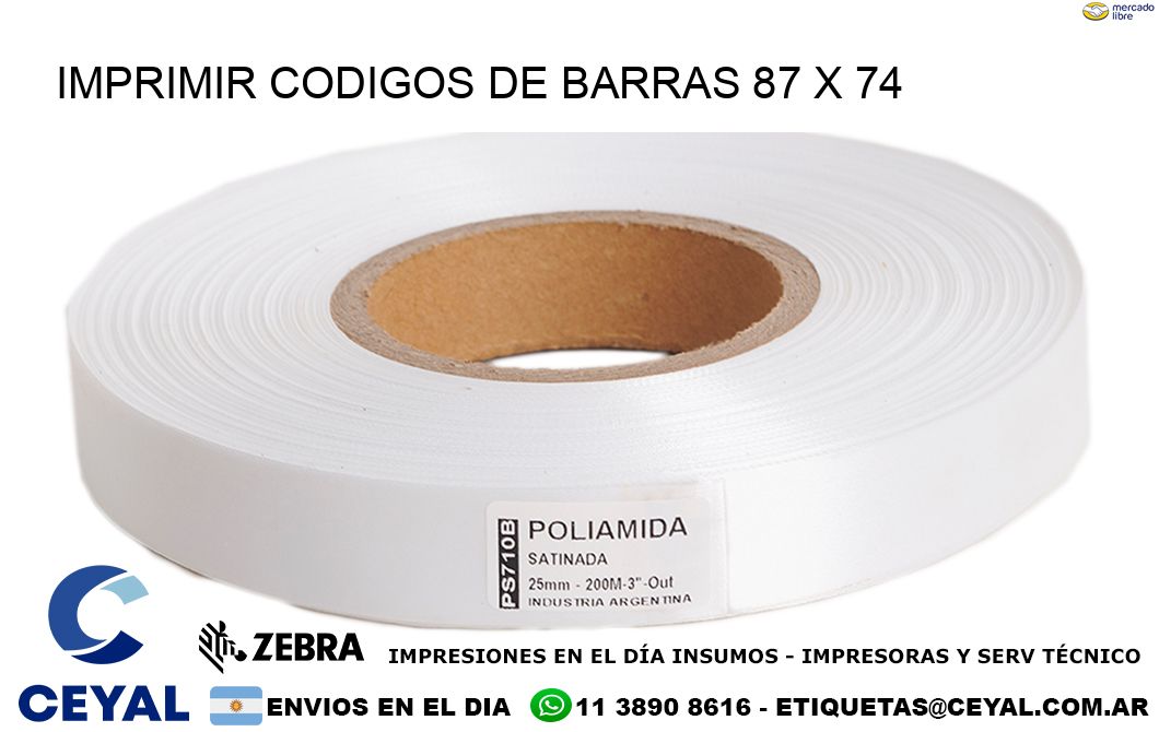 IMPRIMIR CODIGOS DE BARRAS 87 x 74