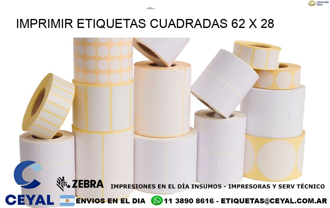 IMPRIMIR ETIQUETAS CUADRADAS 62 x 28