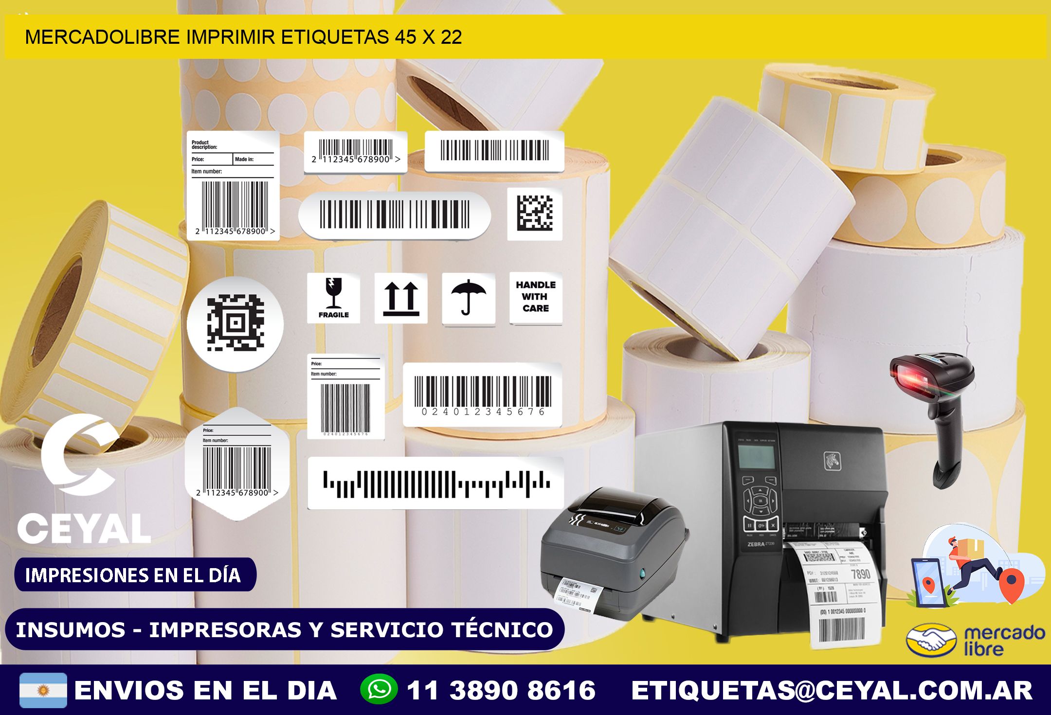 MERCADOLIBRE IMPRIMIR ETIQUETAS 45 x 22