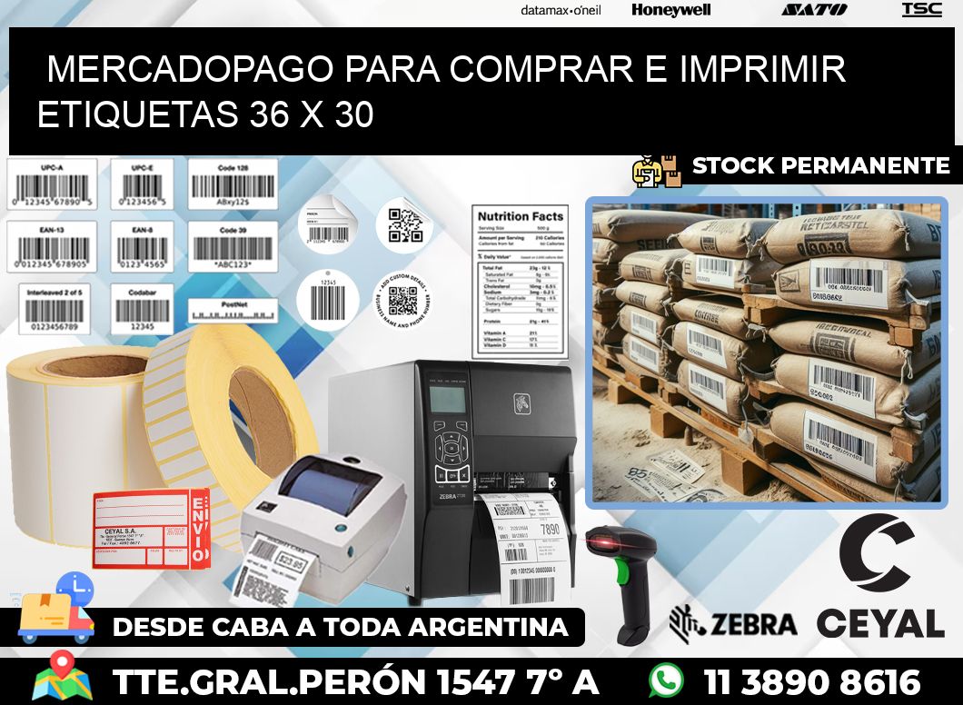 MERCADOPAGO PARA COMPRAR E IMPRIMIR ETIQUETAS 36 x 30