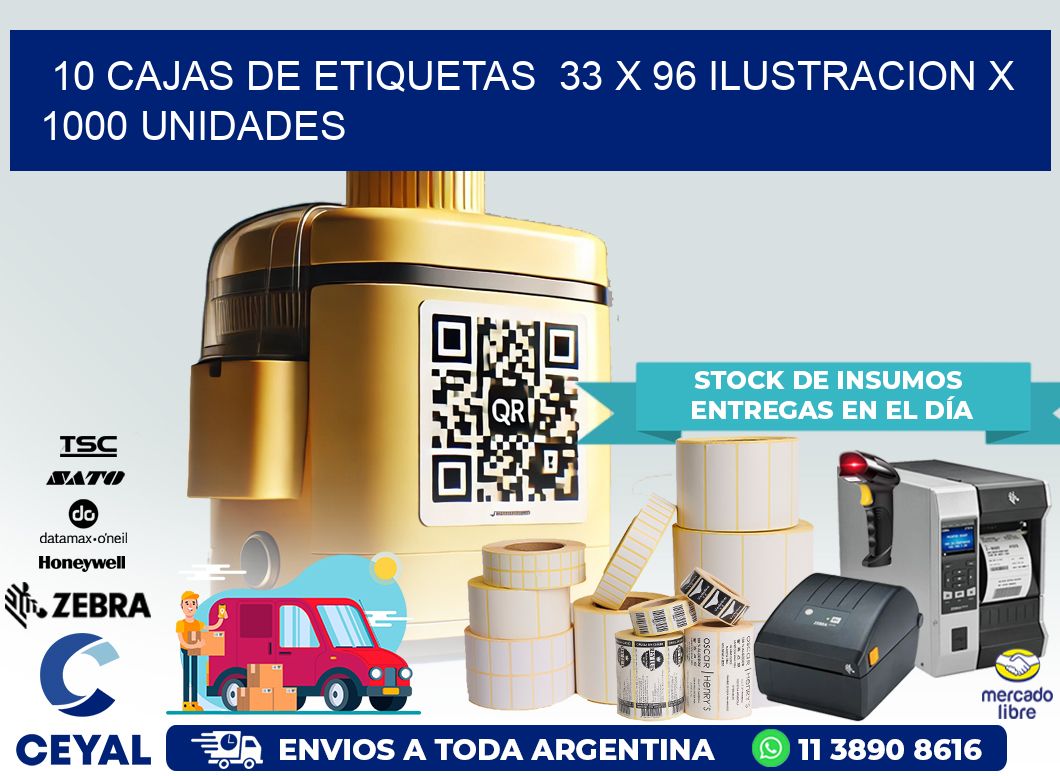 10 CAJAS DE ETIQUETAS  33 x 96 ILUSTRACION X 1000 UNIDADES