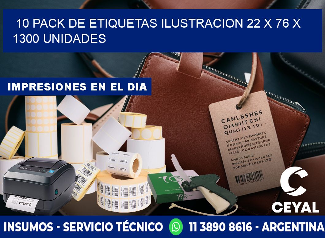 10 PACK DE ETIQUETAS ILUSTRACION 22 x 76 X 1300 UNIDADES