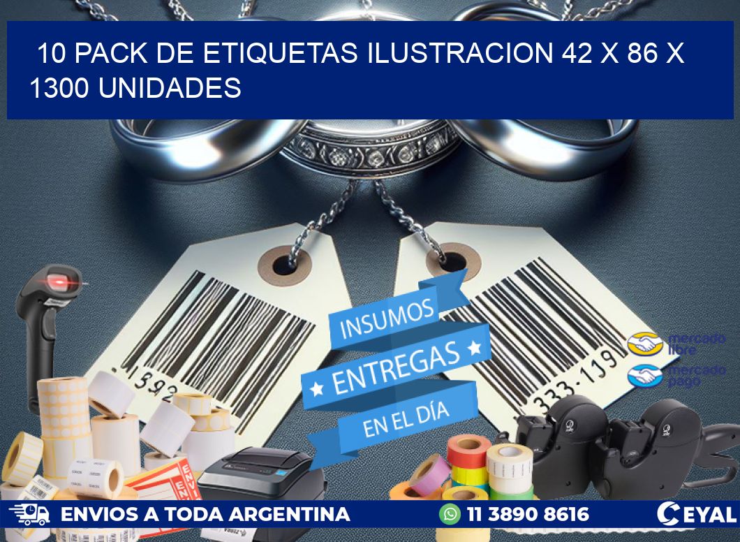 10 PACK DE ETIQUETAS ILUSTRACION 42 x 86 X 1300 UNIDADES