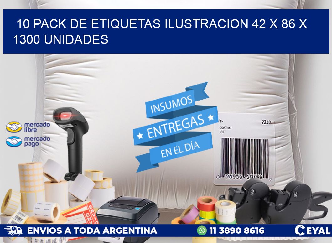 10 PACK DE ETIQUETAS ILUSTRACION 42 x 86 X 1300 UNIDADES