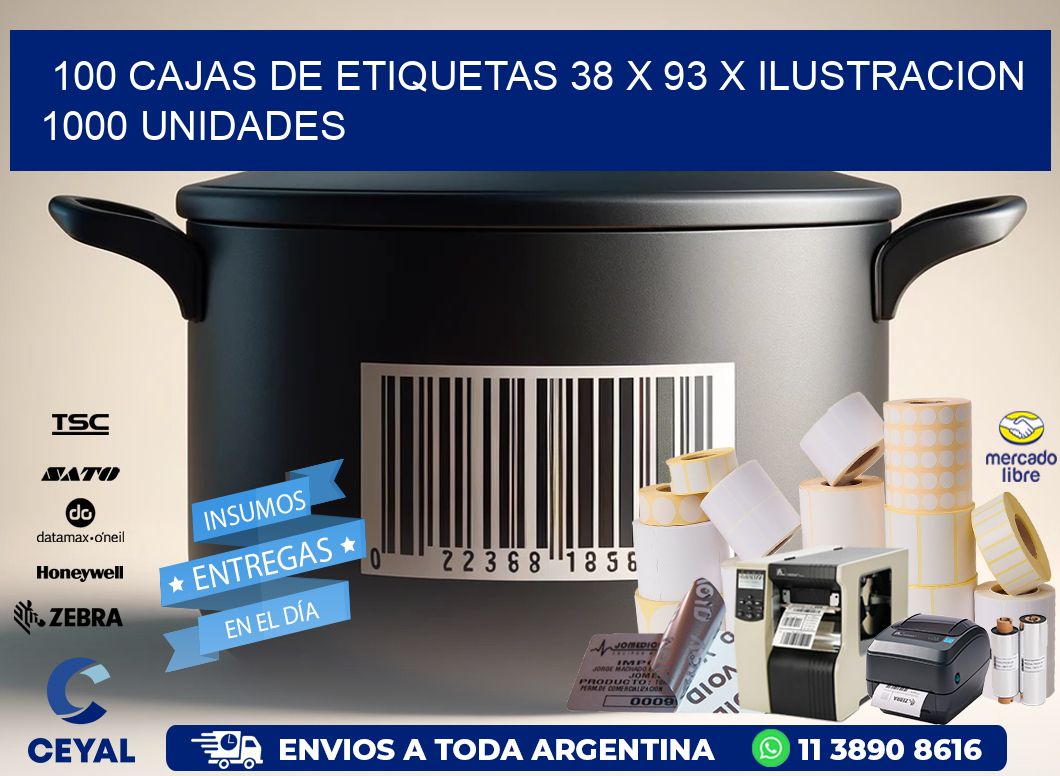 100 CAJAS DE ETIQUETAS 38 x 93 X ILUSTRACION 1000 UNIDADES