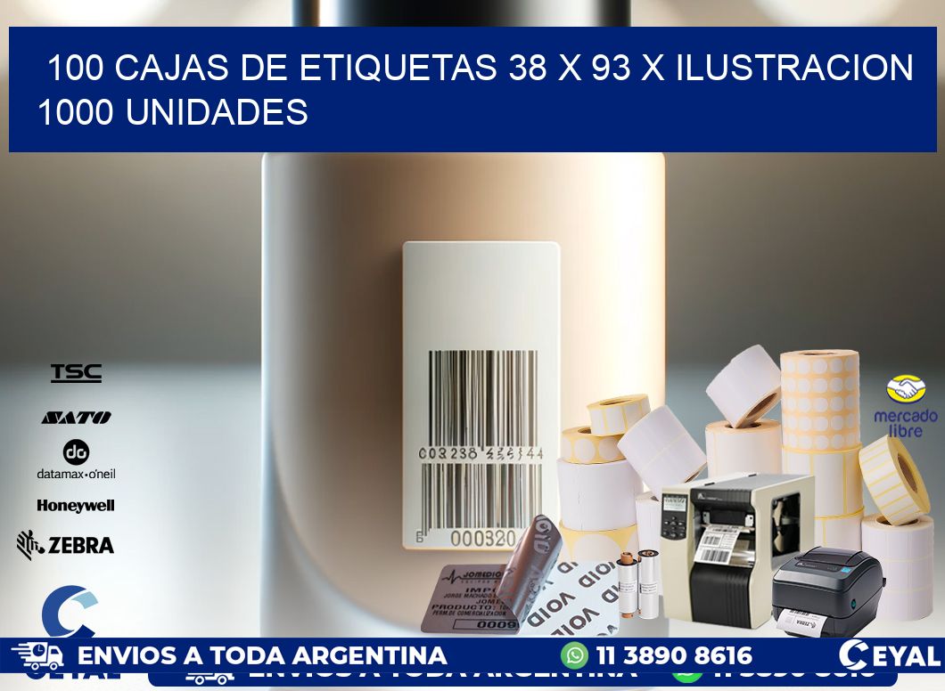 100 CAJAS DE ETIQUETAS 38 x 93 X ILUSTRACION 1000 UNIDADES