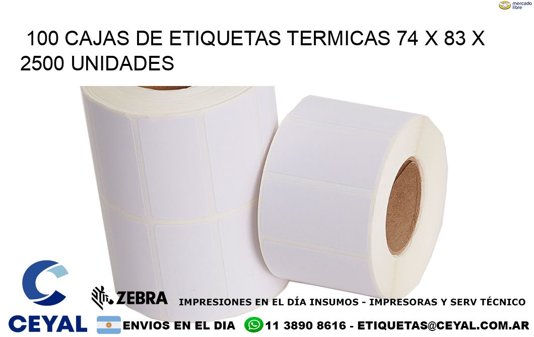 100 CAJAS DE ETIQUETAS TERMICAS 74 x 83 X 2500 UNIDADES