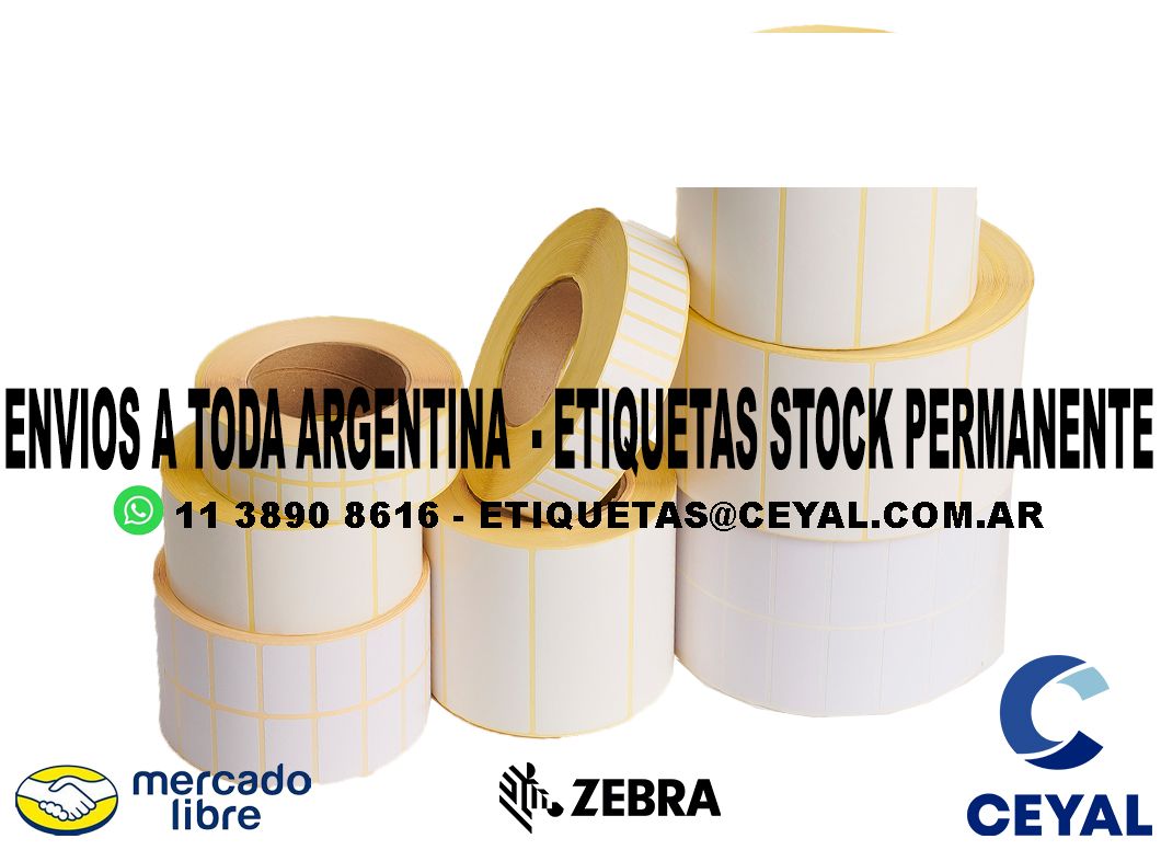 100 ROLLOS ETIQUETAS TERMICAS 80 x 37 X 2500 UNIDADES