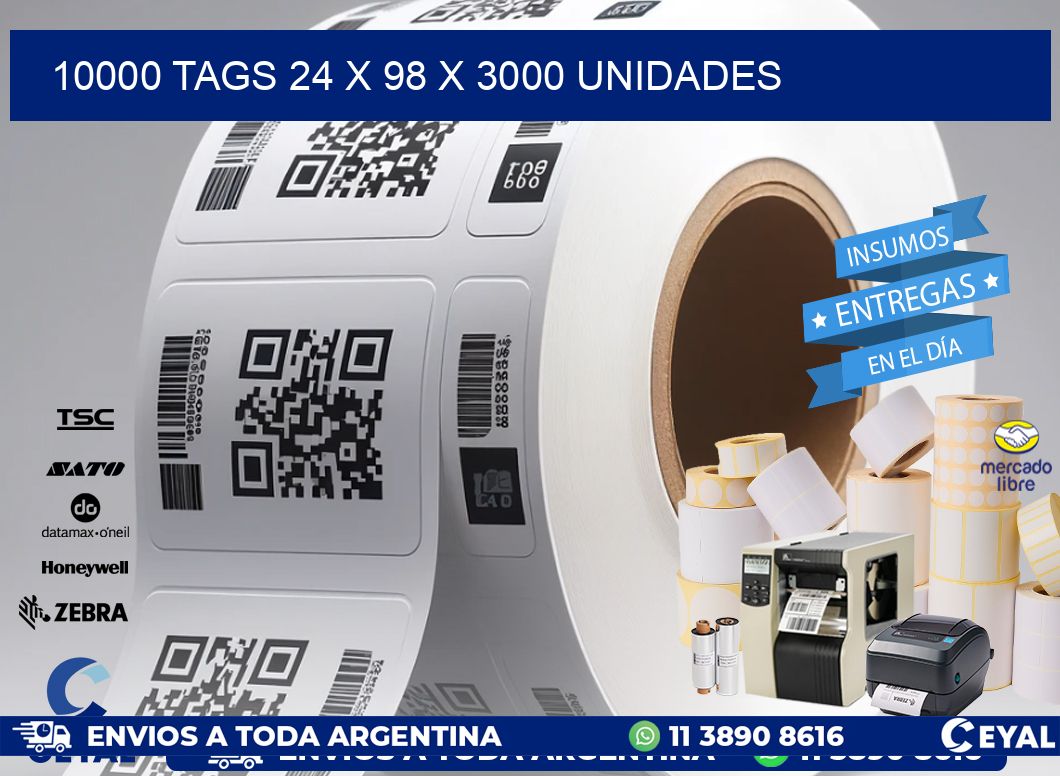 10000 TAGS 24 x 98 X 3000 UNIDADES