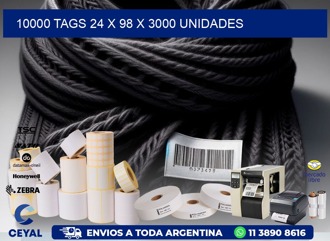 10000 TAGS 24 x 98 X 3000 UNIDADES