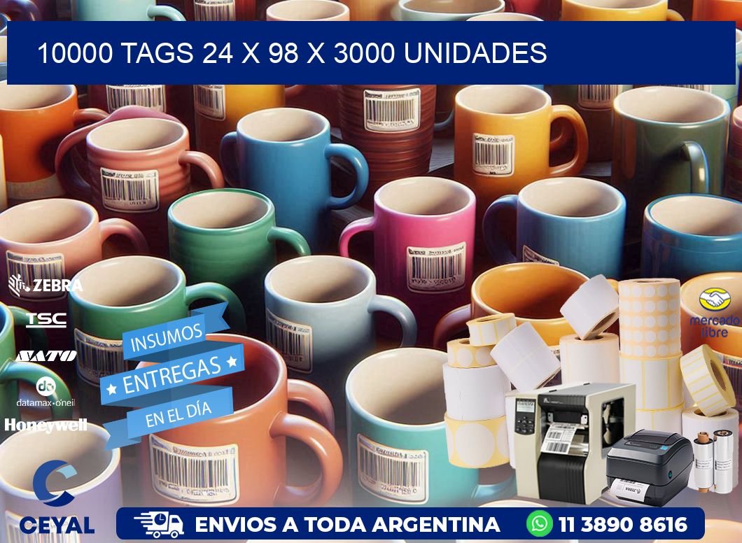 10000 TAGS 24 x 98 X 3000 UNIDADES