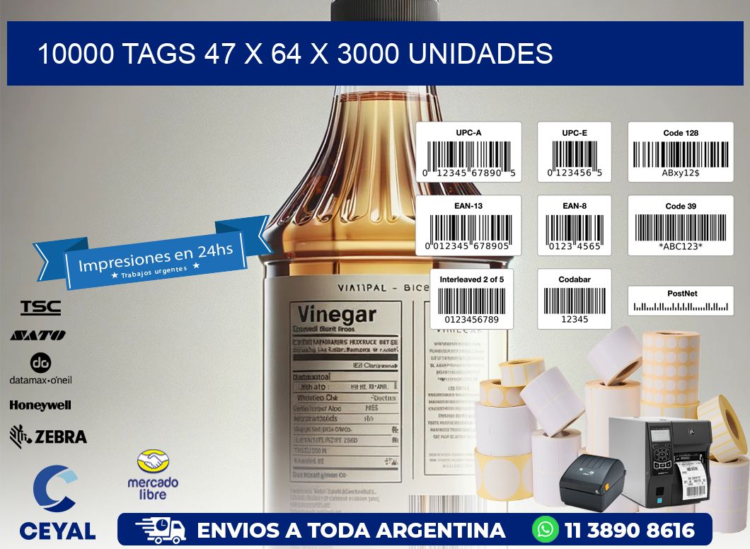 10000 TAGS 47 x 64 X 3000 UNIDADES