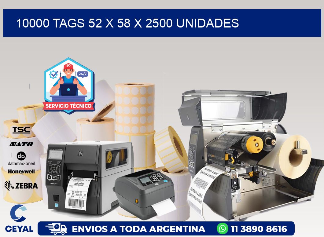 10000 TAGS 52 x 58 X 2500 UNIDADES