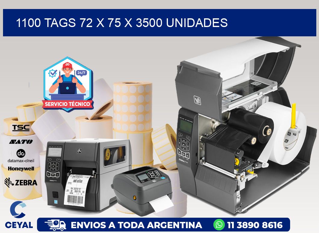 1100 TAGS 72 x 75 X 3500 UNIDADES