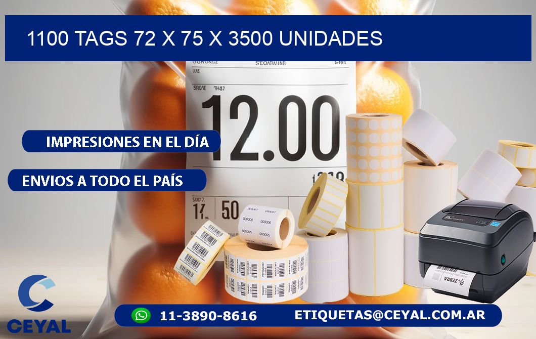 1100 TAGS 72 x 75 X 3500 UNIDADES