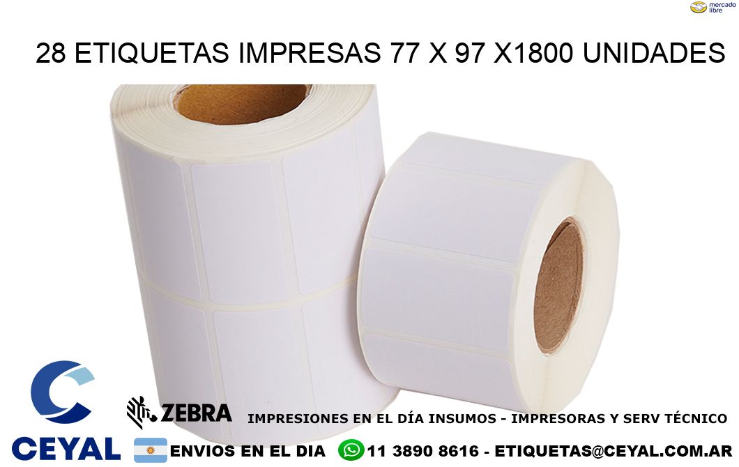 28 ETIQUETAS IMPRESAS 77 x 97 X1800 UNIDADES