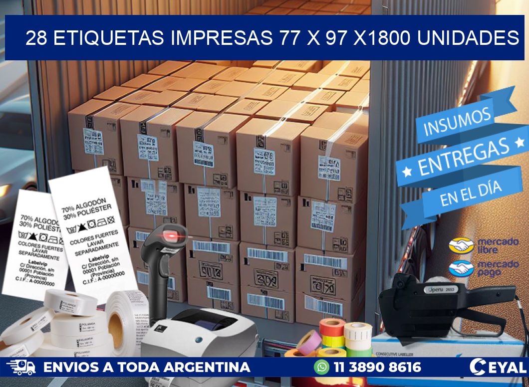 28 ETIQUETAS IMPRESAS 77 x 97 X1800 UNIDADES