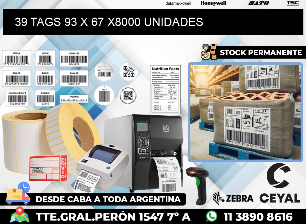 39 TAGS 93 x 67 X8000 UNIDADES