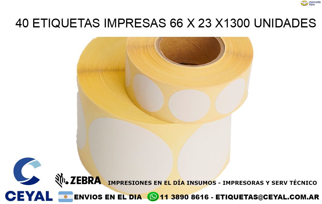 40 ETIQUETAS IMPRESAS 66 x 23 X1300 UNIDADES