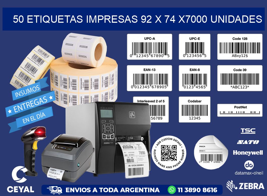 50 ETIQUETAS IMPRESAS 92 x 74 X7000 UNIDADES