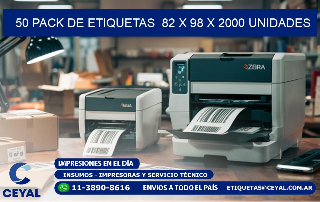 50 PACK DE ETIQUETAS  82 x 98 X 2000 UNIDADES