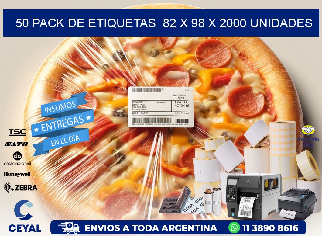 50 PACK DE ETIQUETAS  82 x 98 X 2000 UNIDADES