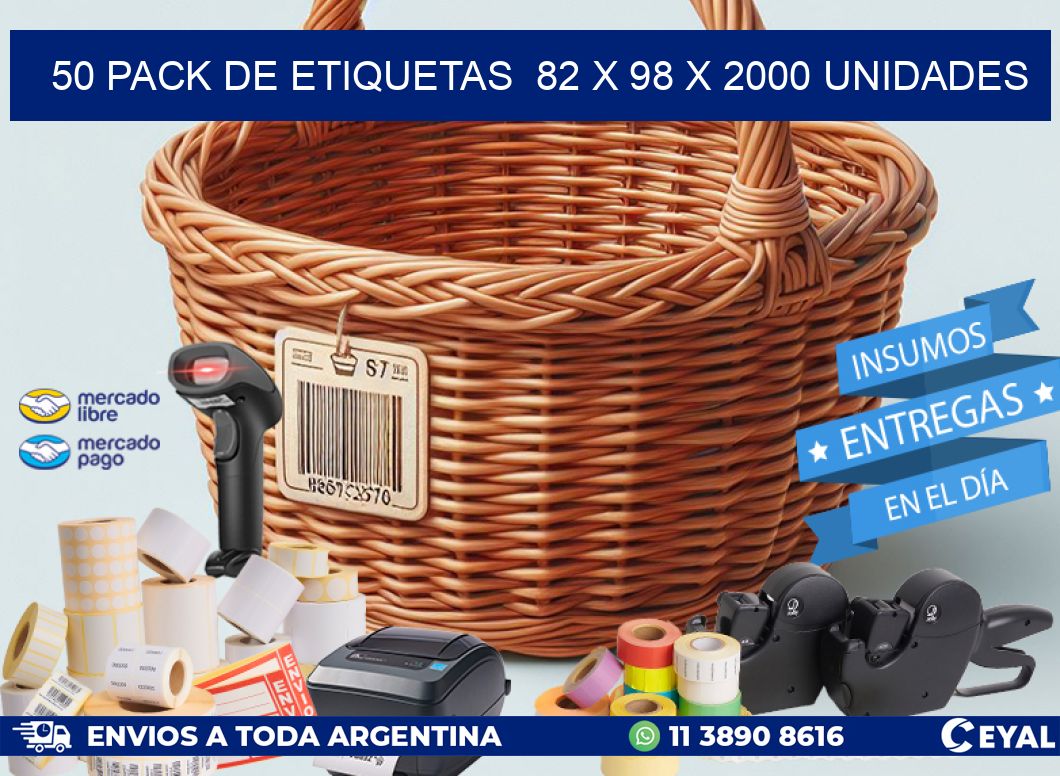 50 PACK DE ETIQUETAS  82 x 98 X 2000 UNIDADES