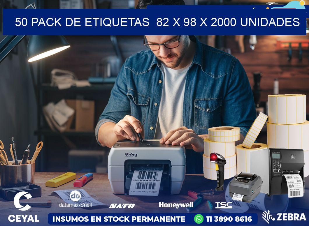 50 PACK DE ETIQUETAS  82 x 98 X 2000 UNIDADES