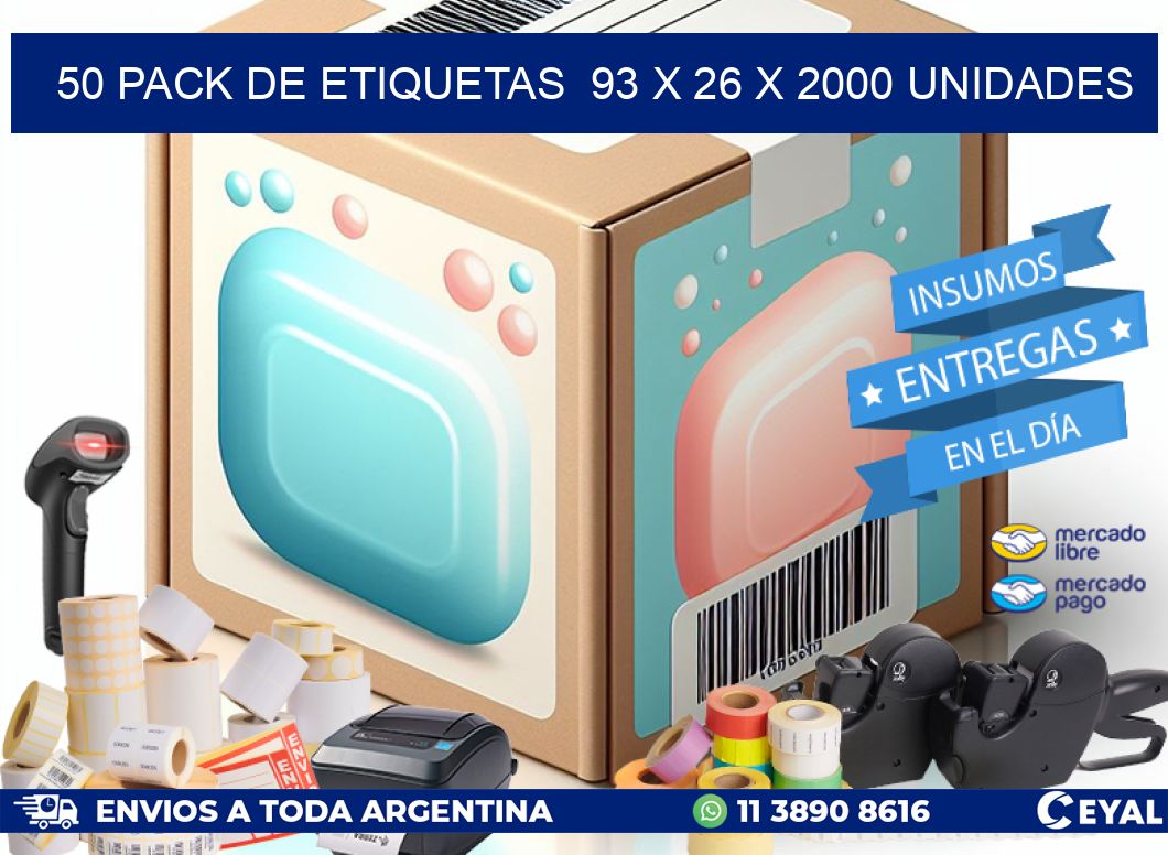 50 PACK DE ETIQUETAS  93 x 26 X 2000 UNIDADES