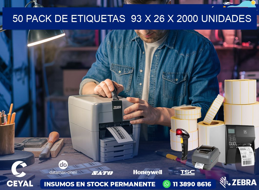 50 PACK DE ETIQUETAS  93 x 26 X 2000 UNIDADES