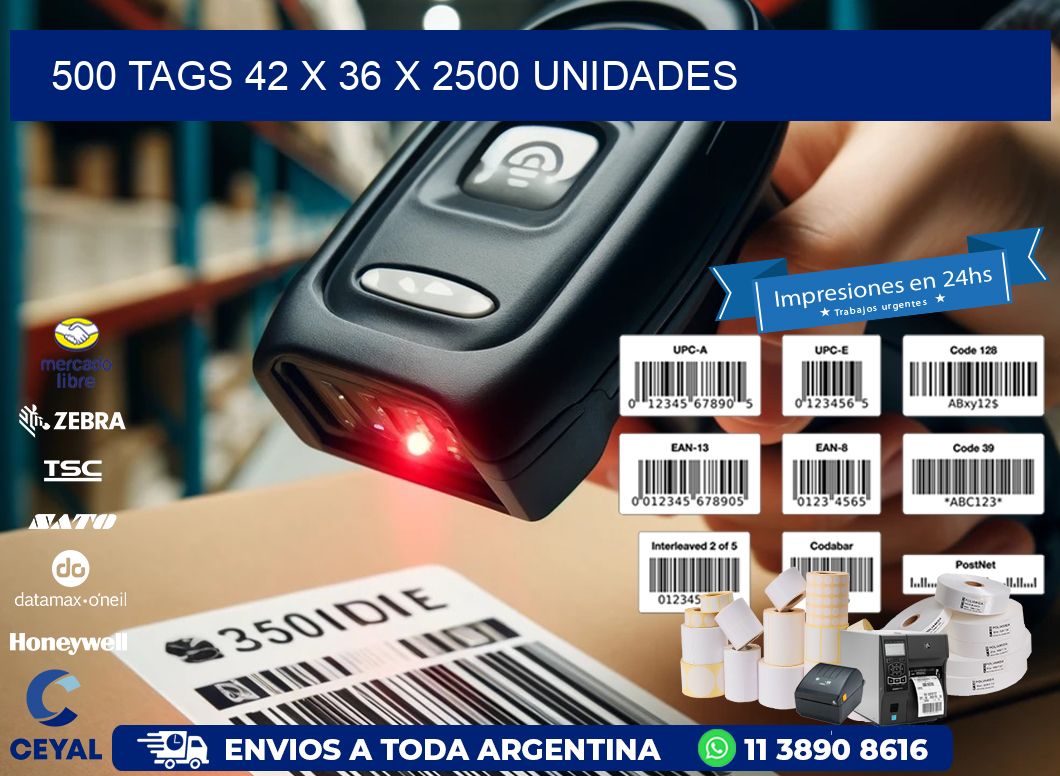 500 TAGS 42 x 36 X 2500 UNIDADES