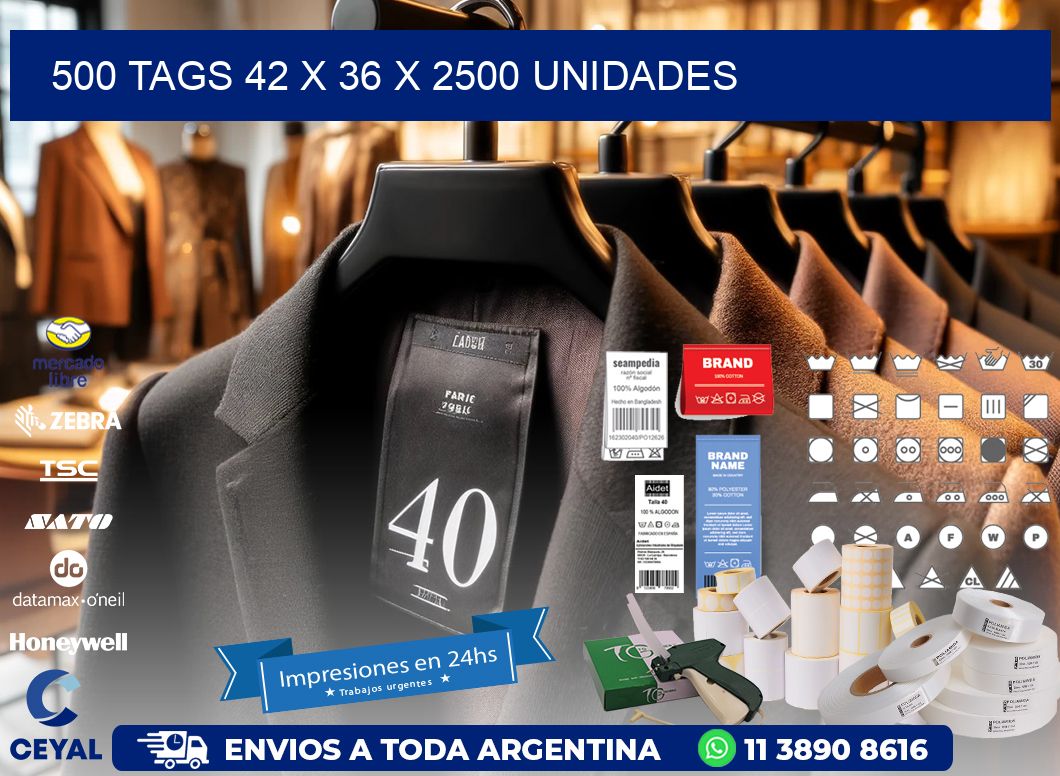 500 TAGS 42 x 36 X 2500 UNIDADES