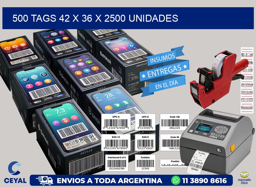 500 TAGS 42 x 36 X 2500 UNIDADES