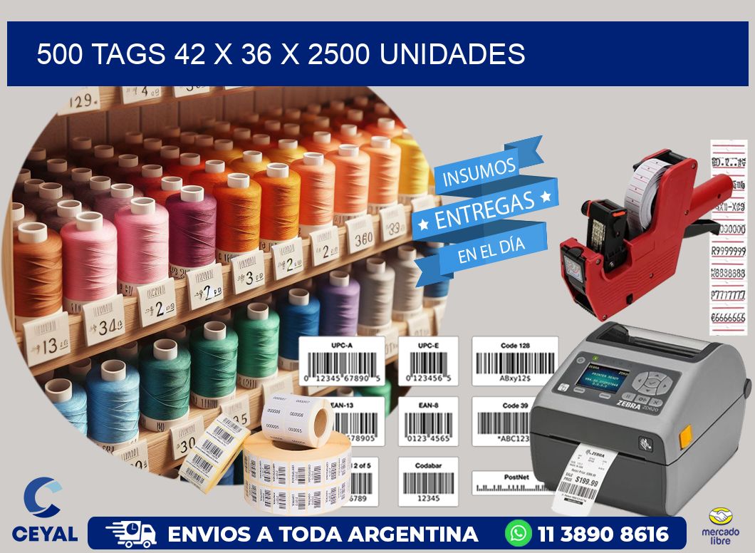 500 TAGS 42 x 36 X 2500 UNIDADES