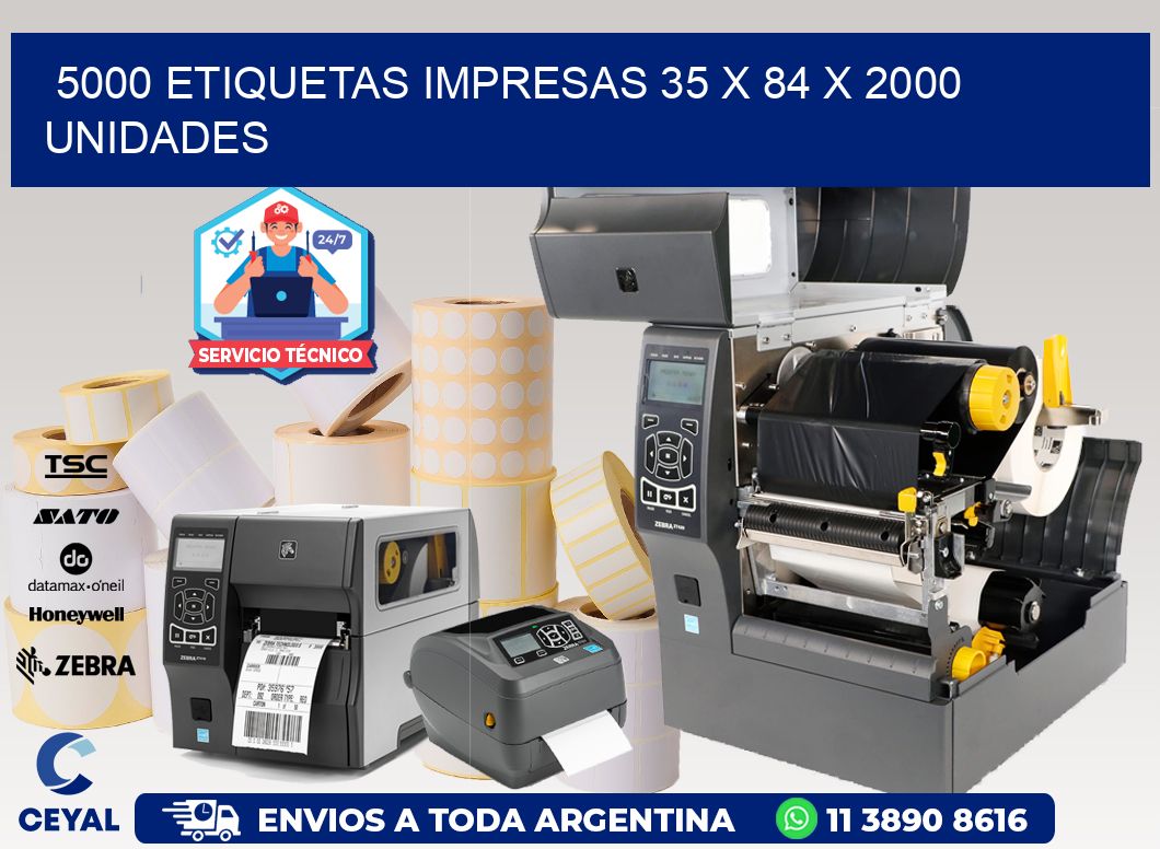 5000 ETIQUETAS IMPRESAS 35 x 84 X 2000 UNIDADES