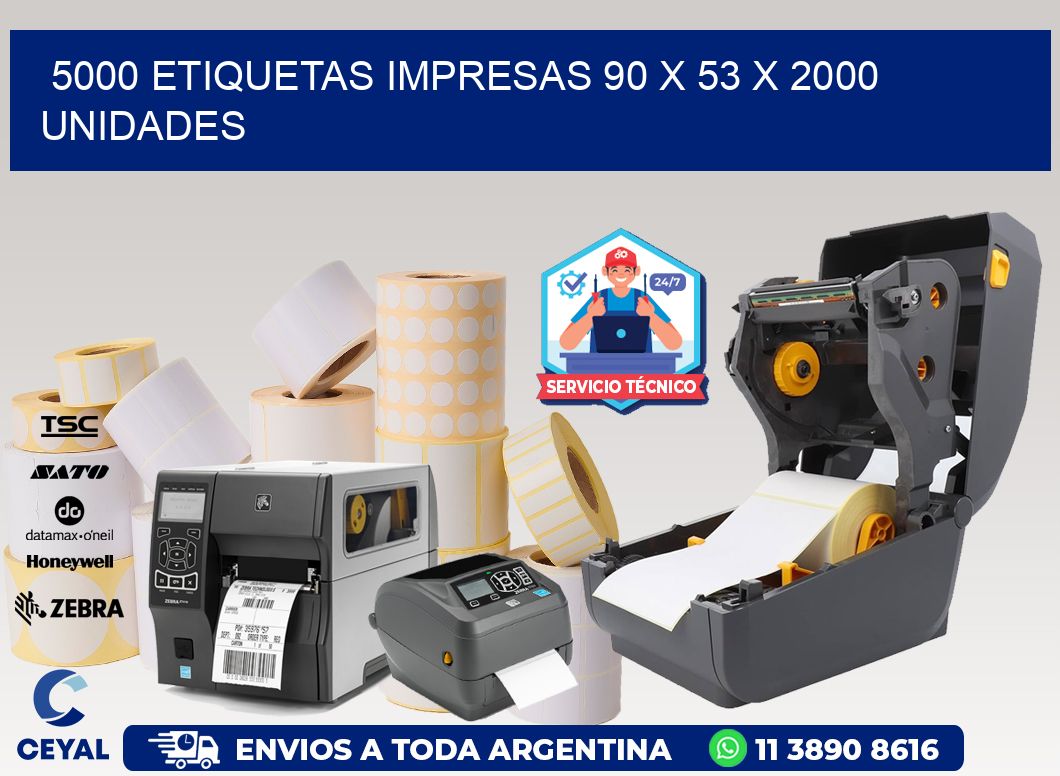 5000 ETIQUETAS IMPRESAS 90 x 53 X 2000 UNIDADES